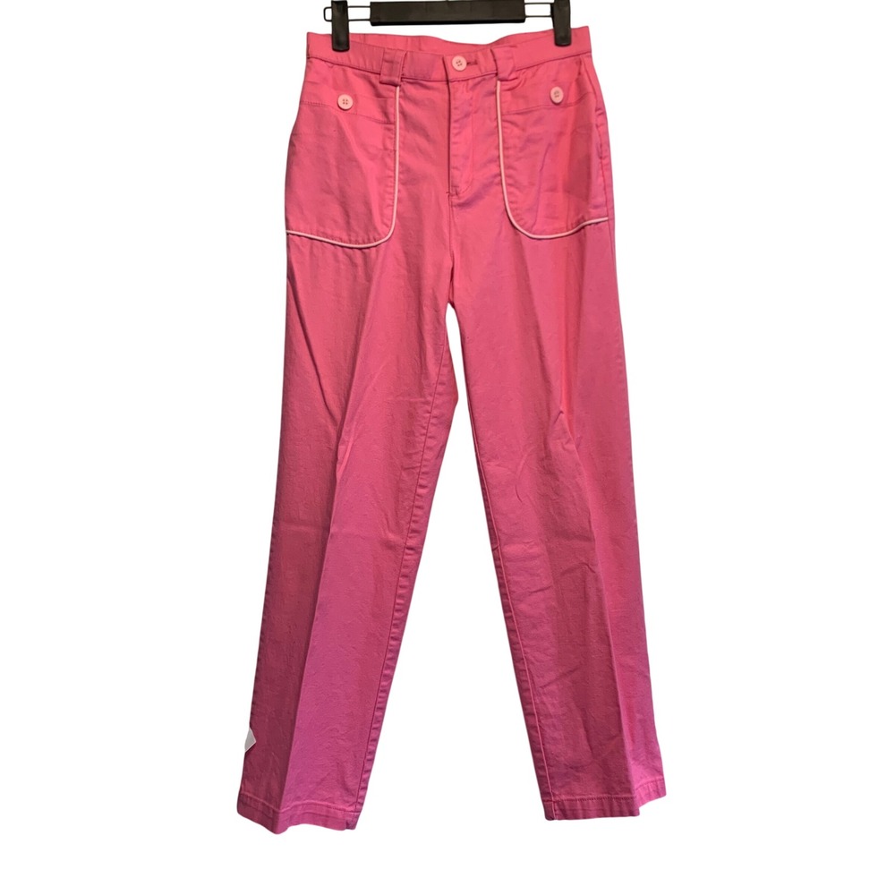 Vtg 90s Barbiecore Retro Mod Straight Leg Pants Womens 6 Pink Preppy Classic